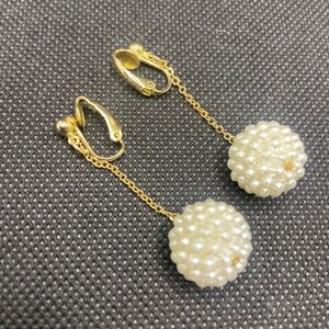 Vintage Clip Dangle Tiny Pearl Drop Ball Earrings